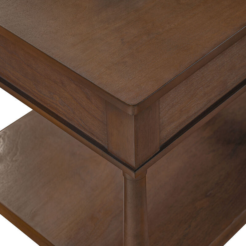 Merax Traditional Wood Coffee Table with 2 Spacious Drawers, Rich Wood Grain Finish image number 6