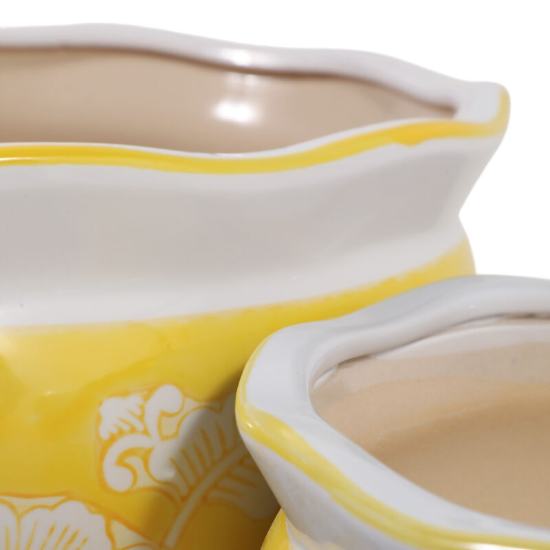 S/2 10/12" Chinoiserie Vines Planters,yellow image number 5
