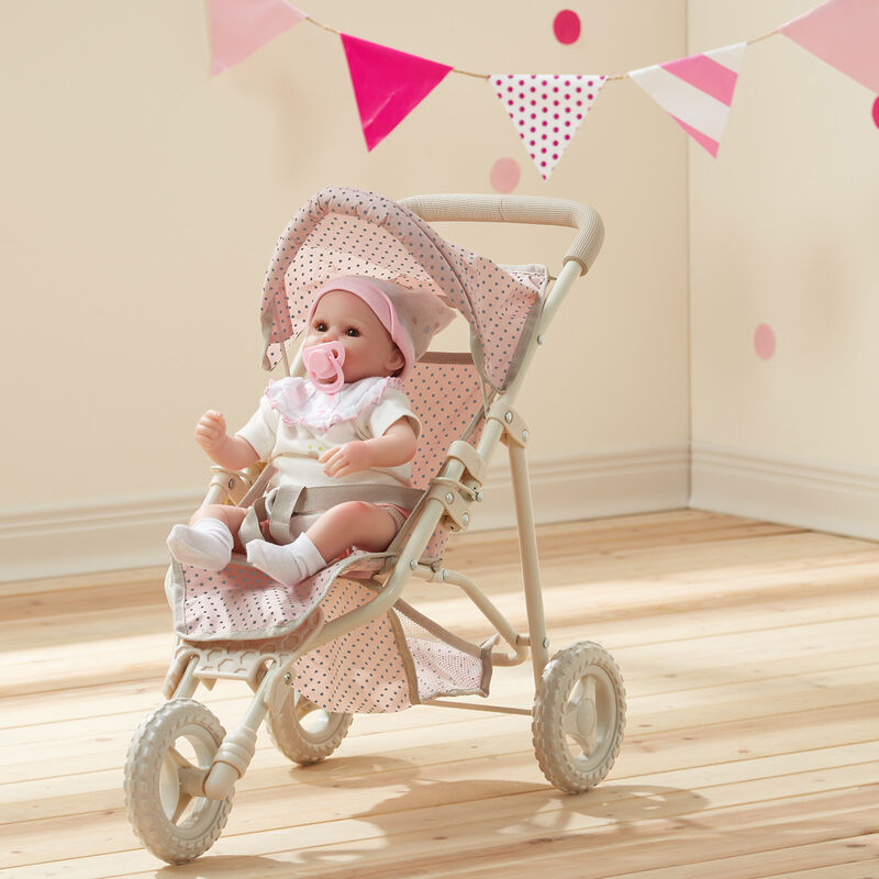 Olivia's Little World Polka Dot Princess Baby Doll Jogging Stroller, Pink/Gray image number 6