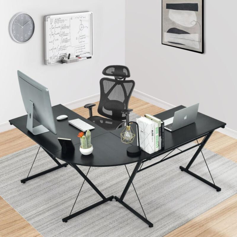 Hivvago 59 Inches L-Shaped Corner Desk Computer Table for Home Office Study Workstation