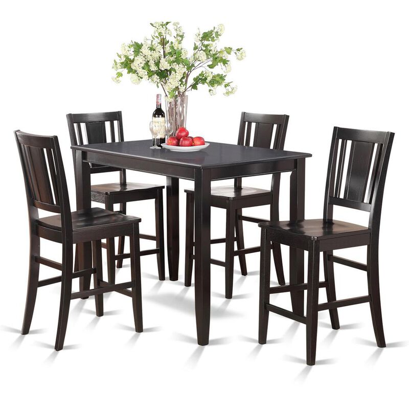 East West Furniture 5  Pc  Counter  height  Table  set-high  Table  and  4  Stools