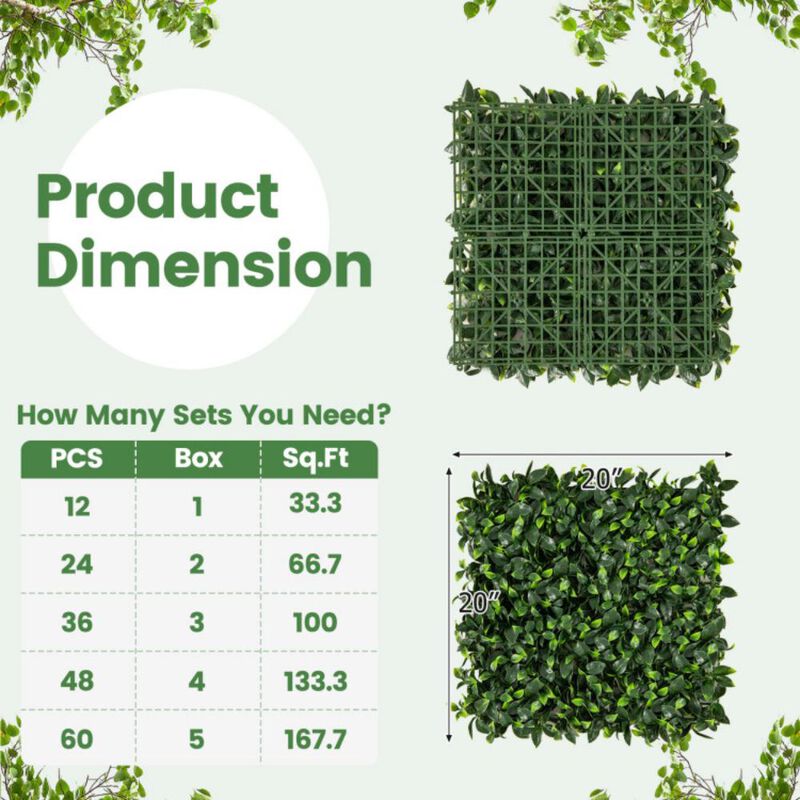 Hivvago 12 Pieces Artificial Topiary Gardenia Shrub Grass Panels