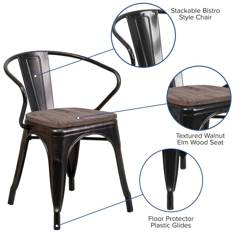 Metal/Wood Colorful Restaurant Chairs image number 2