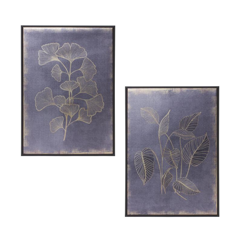 Set of 2 Minimalist Foliage Art Prints with Frames &ndash; Elegant Home Wall Decor