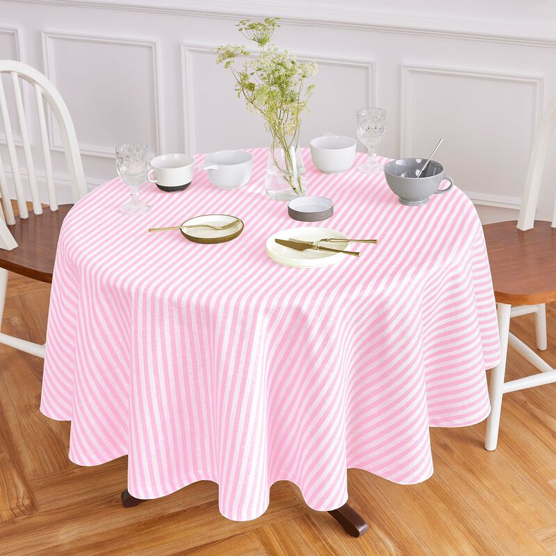 Christmas Linen Round Tablecloth - Amalfi Stripe, Solino Home