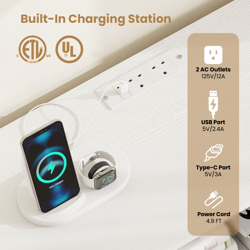 TV Stand with LED Lights and Built-In Power Outlets, Entertainment Center image number 4