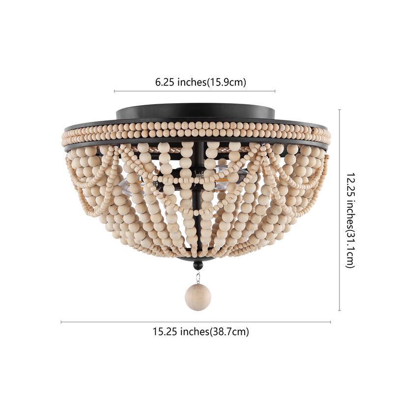 Dune 3-Light Bohemian Farmhouse Iron LED Semi Flush Mount