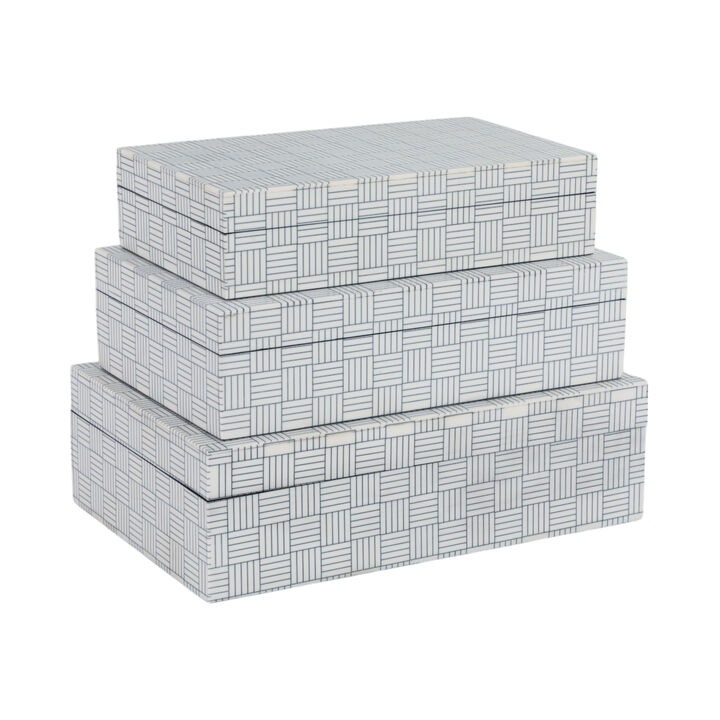 S/3 Checkerboard Etched Boxes