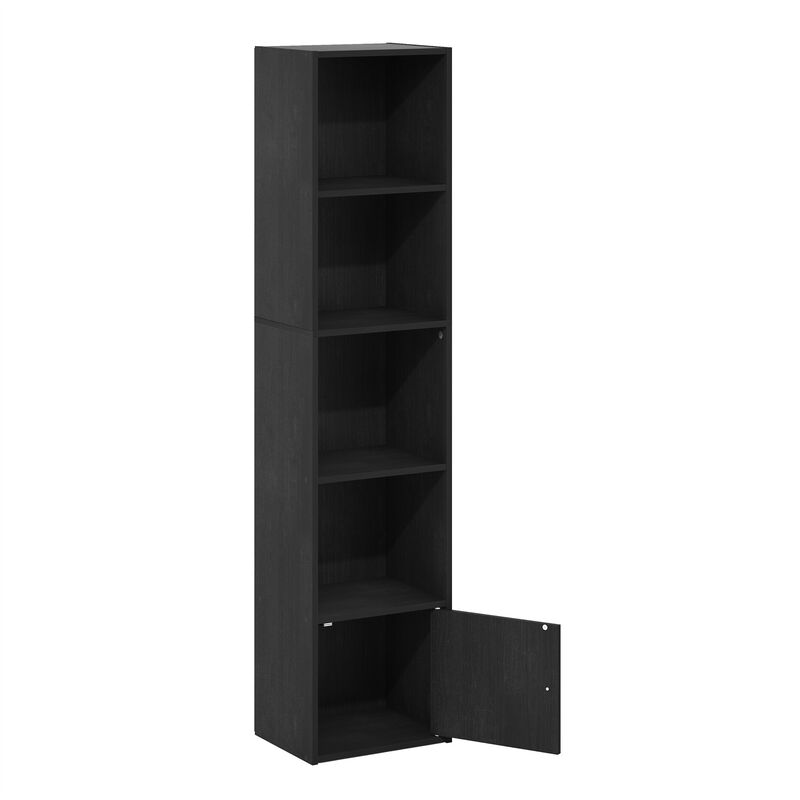 Furinno Luder Shelf Bookcase with 1 Door Storage Cabinet, Blackwood