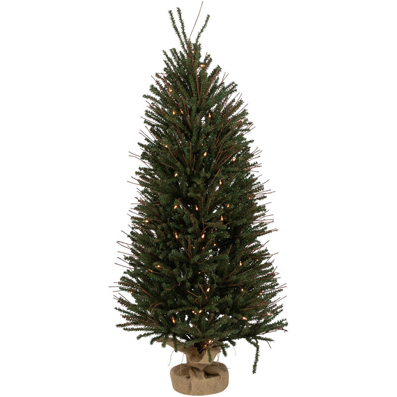 4' Medium Warsaw Twig Artificial Christmas Tree in Burlap Base - Clear Lights image number 1