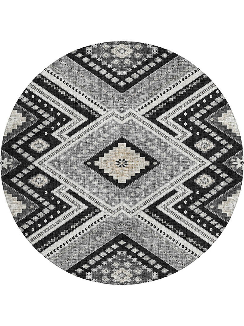 Portico PO5 Black 8' Round Rug