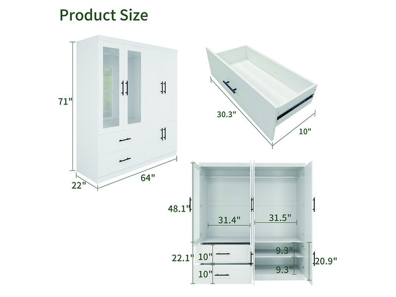 Armoire Wardrobe Closet,Bedroom Armoires with Door,Wardrobe Cabinet with Drawers