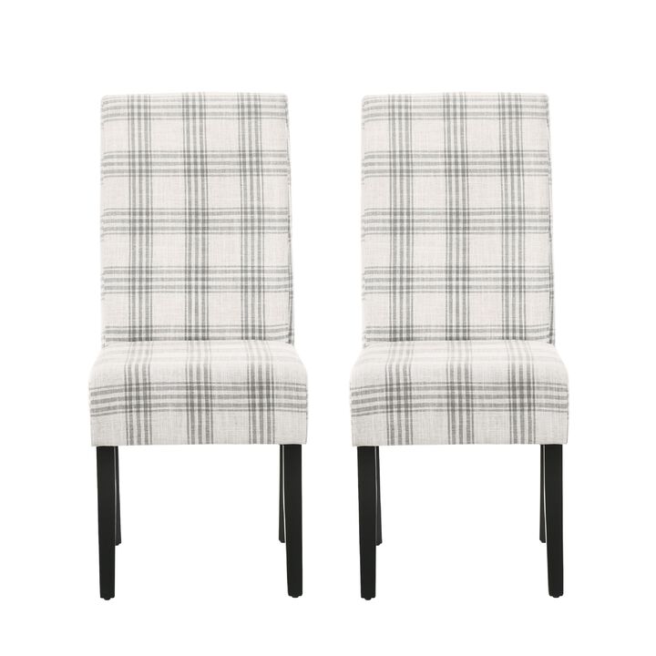 Cini Dining Side Chair Set of 2, Fabric, Black Wood Legs