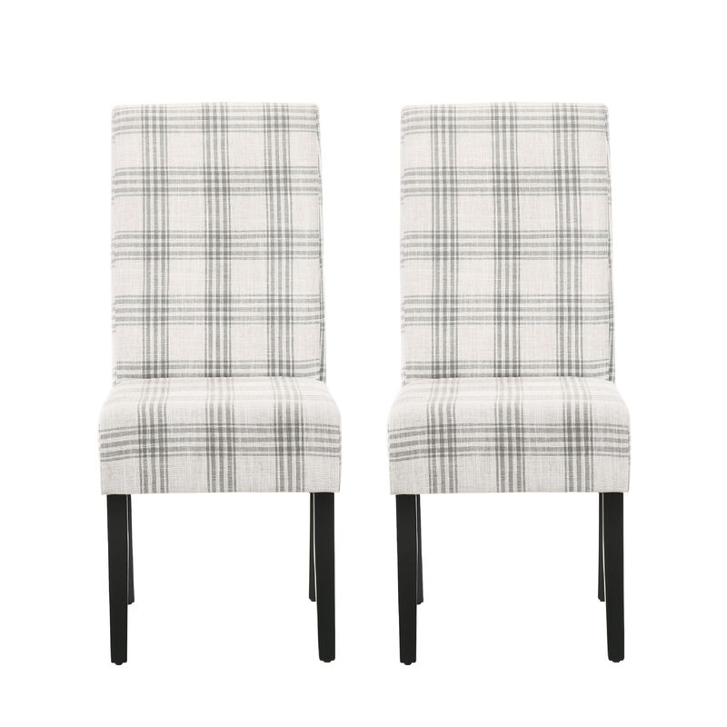 Cini Dining Side Chair Set of 2, Fabric, Black Wood Legs image number 0