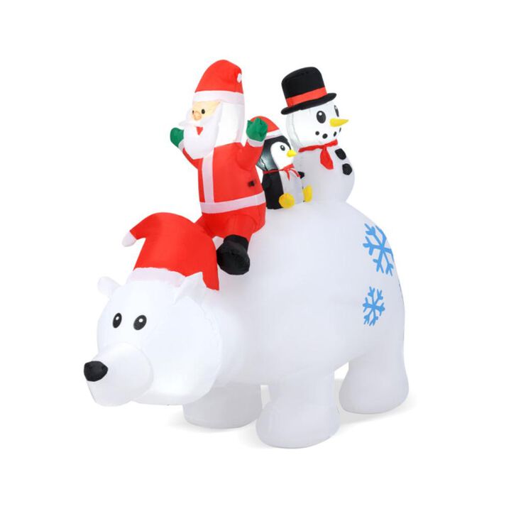 Hivvago 6 Ft Christmas Inflatable with Lights Animated Santa Penguin and Snowman