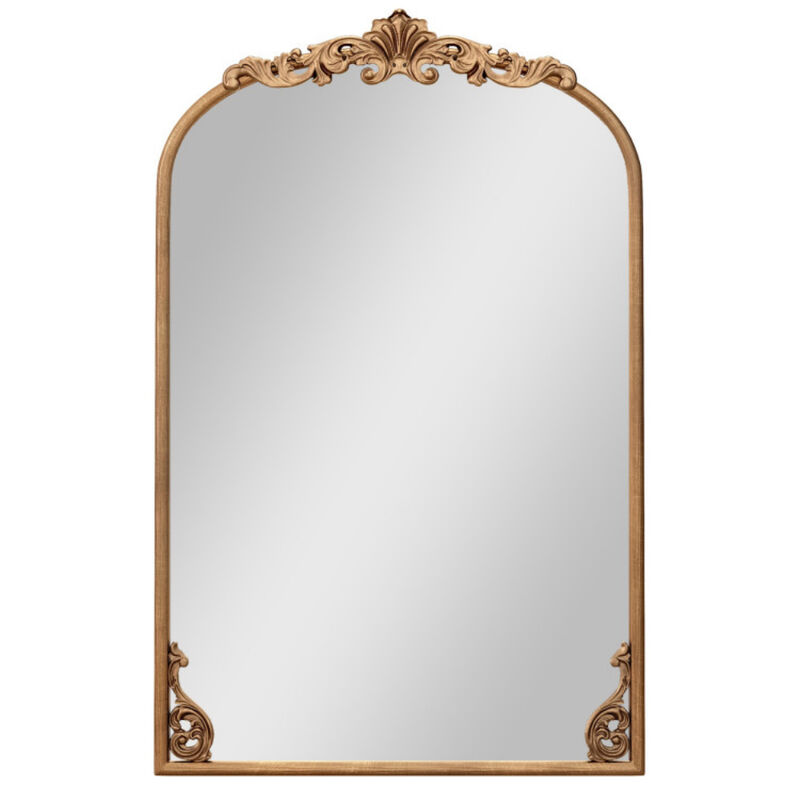 Arched Mirror for Wall Gold Traditional Vintage Ornate Baroque Mirror with Metal Frame image number 0