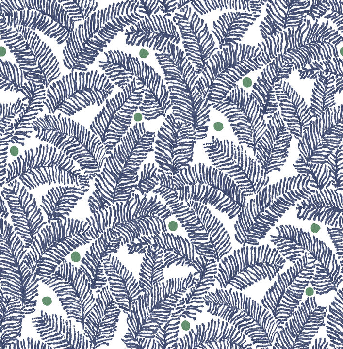 Athina Navy Fern Wallpaper