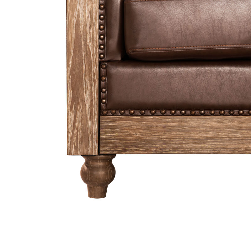 Merax Comfy Large Sectional Sofa with Wooden Legs, Retro Style for Living Room