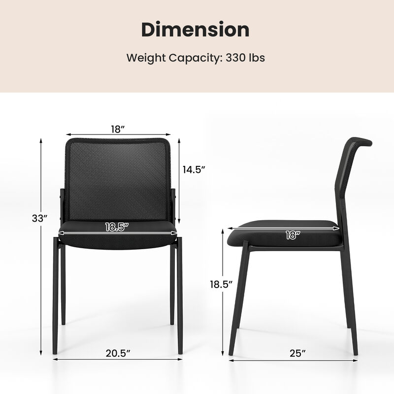 2-Piece Waiting Room Guest Chairs with Ergonomic Mesh Backrest image number 3