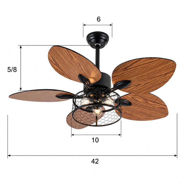 ELEMENT ACE 42 Inch Indoor Ceiling Fan with Light and Remote Control, Noiseless Reversible Motor, 6 Speed Adjustable for Patio, Living Room, Bedroom, Office and Covered Outdoor Use (No Bulb Included)