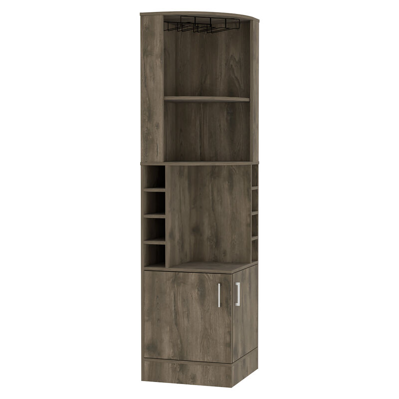 DEPOT E-SHOP Egina Bar Cabinet Two Drawers, Eight Bottle Cubbies, Two Large Open Shelves, Dark Brown