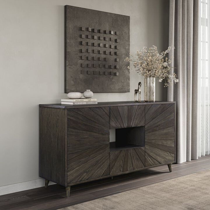 Jofran Reece 60 Mid-Century Modern Starburst TV Stand Console Storage Cabinet