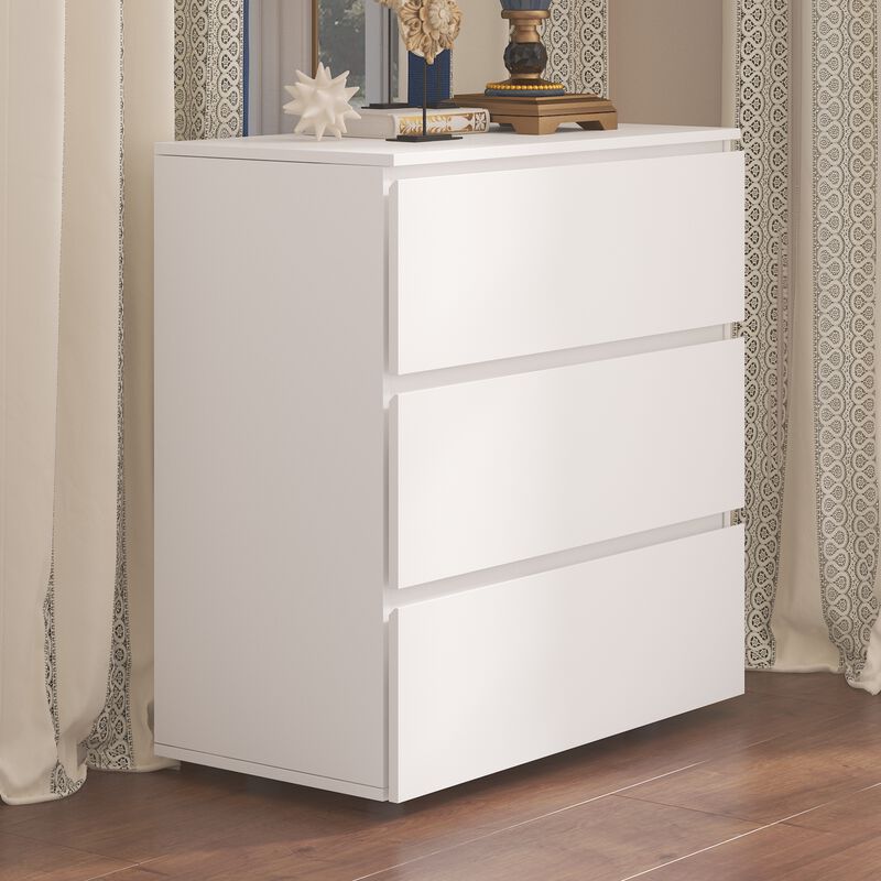 3-Drawer White Wood Chest of Drawers Bedside Table Storage Dresser Freestanding Cabinet 30.3 in. W x 32.3 in. H x 15.7 in. D