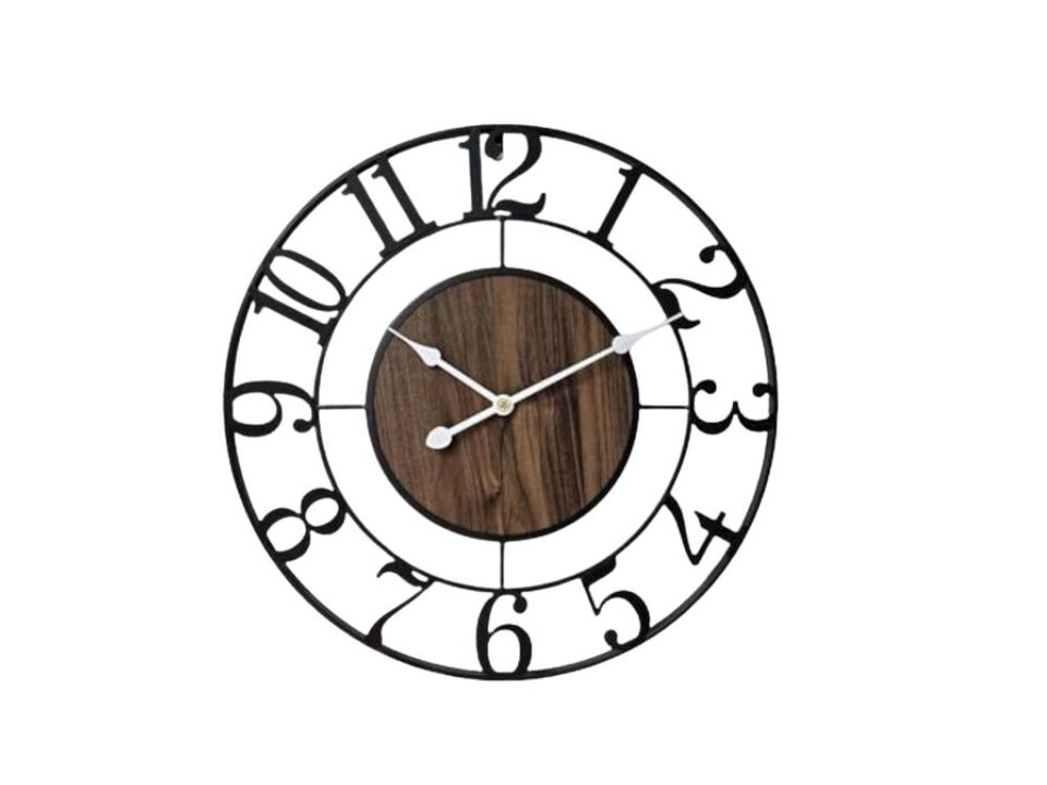 Large Metal Wall Clock 24 Inch Retro Decor Silent Non Ticking Battery Operated