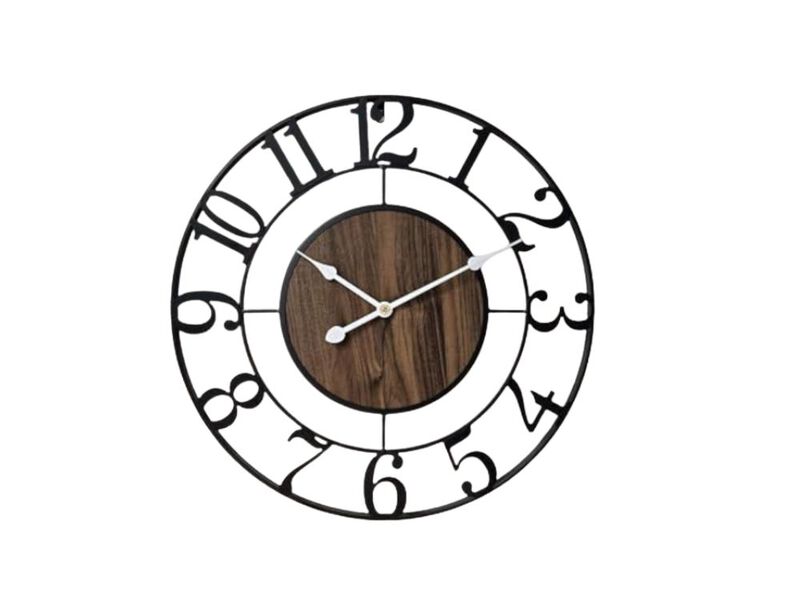 Large Metal Wall Clock 24 Inch Retro Decor Silent Non Ticking Battery Operated image number 0