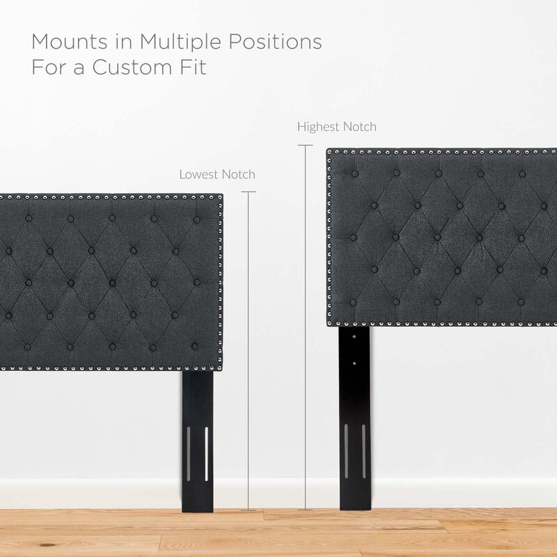 Modway - Helena Tufted Full / Queen Upholstered Linen Fabric Headboard Gray image number 4