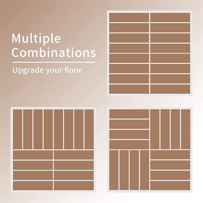 CLIHOME 12"x12" Square Composite Decking Tiles,Outdoor Patio Four Slat Plastic Interlocking Deck Tiles(Pack of 27) image number 4