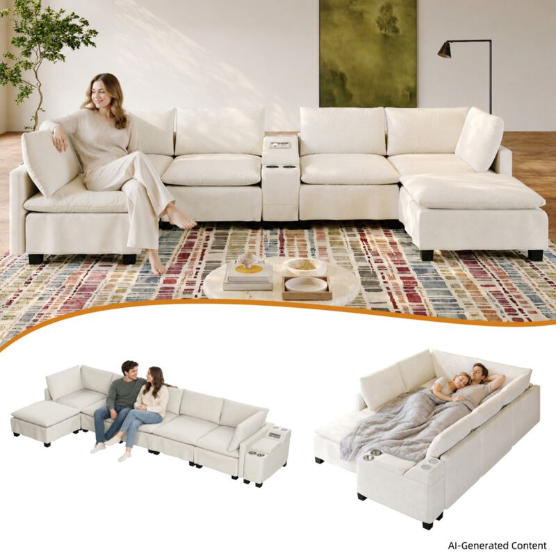 Largan U-Shaped Cloud Sectional Sofa image number 6