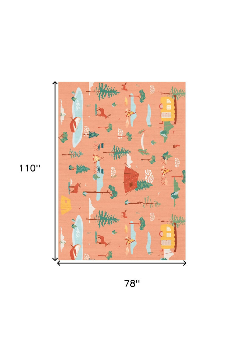 HomeRoots 7' X 9' Orange Indoor Outdoor Area Rug image number 6