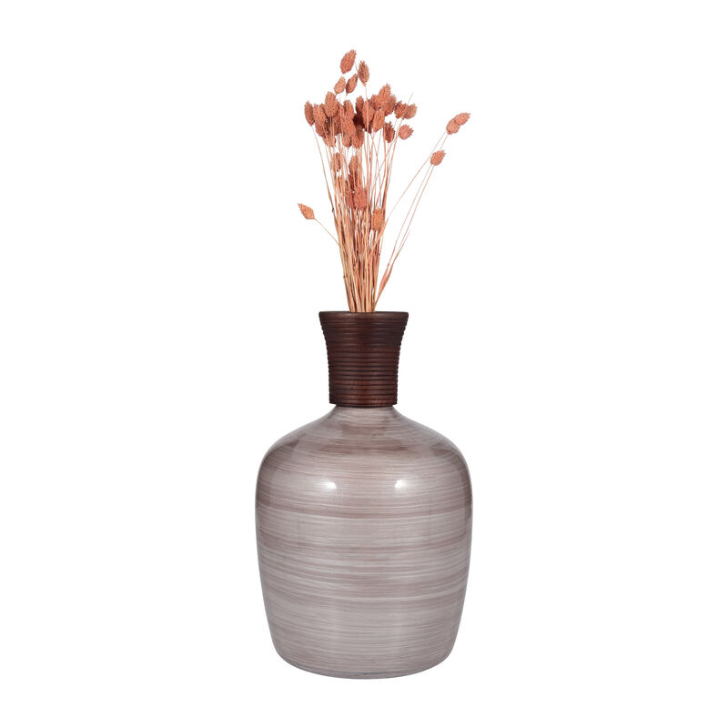 Glass, 16" Wooden Top Vase, Blush image number 3