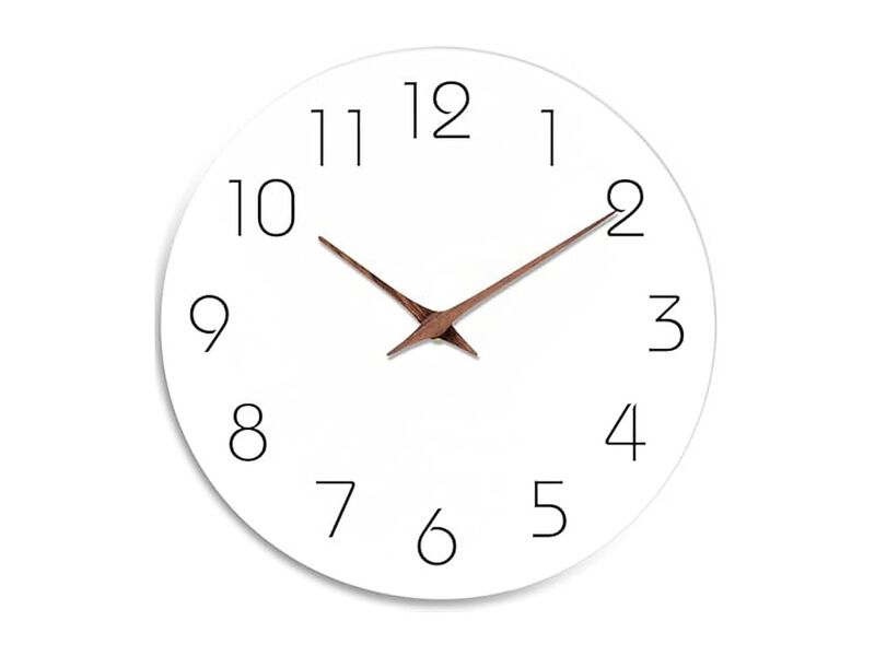 Wooden White Simple Minimalist Wall Clock 12 Inch Silent Non Ticking Wood Modern image number 0