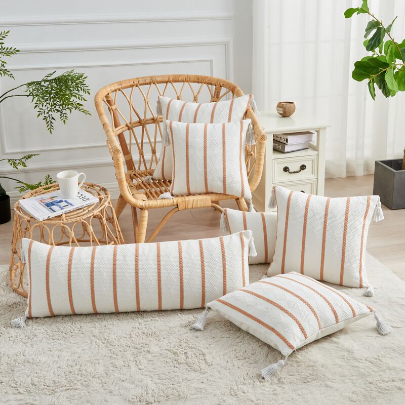 Boho Woven Decorative Throw Pillow Cover.