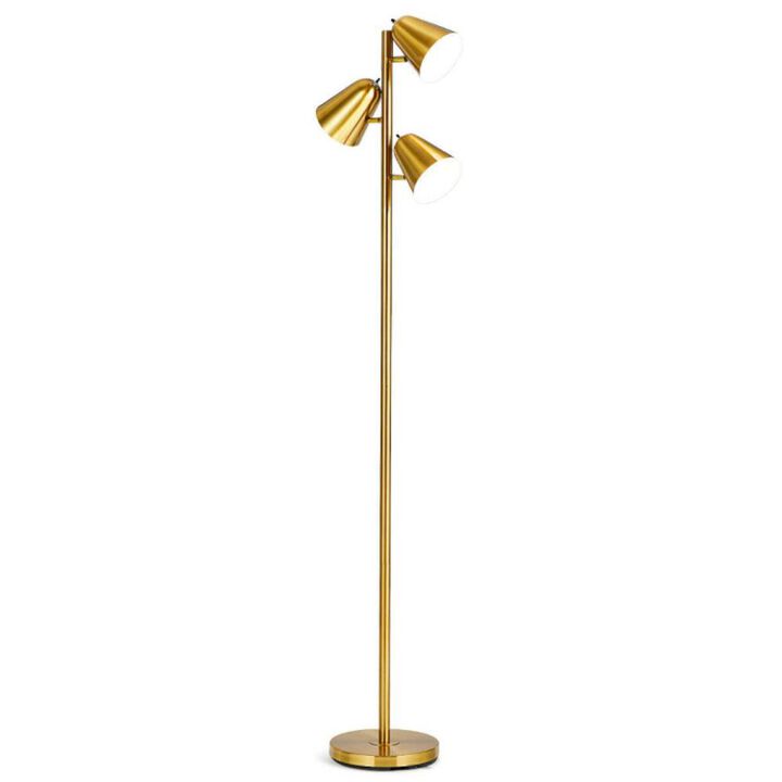 Hivvago 3-Bulb Floor Lamp Standing Tall Tree Lamp with 3 E26 A19 Bulbs and Adjustable Lampshades
