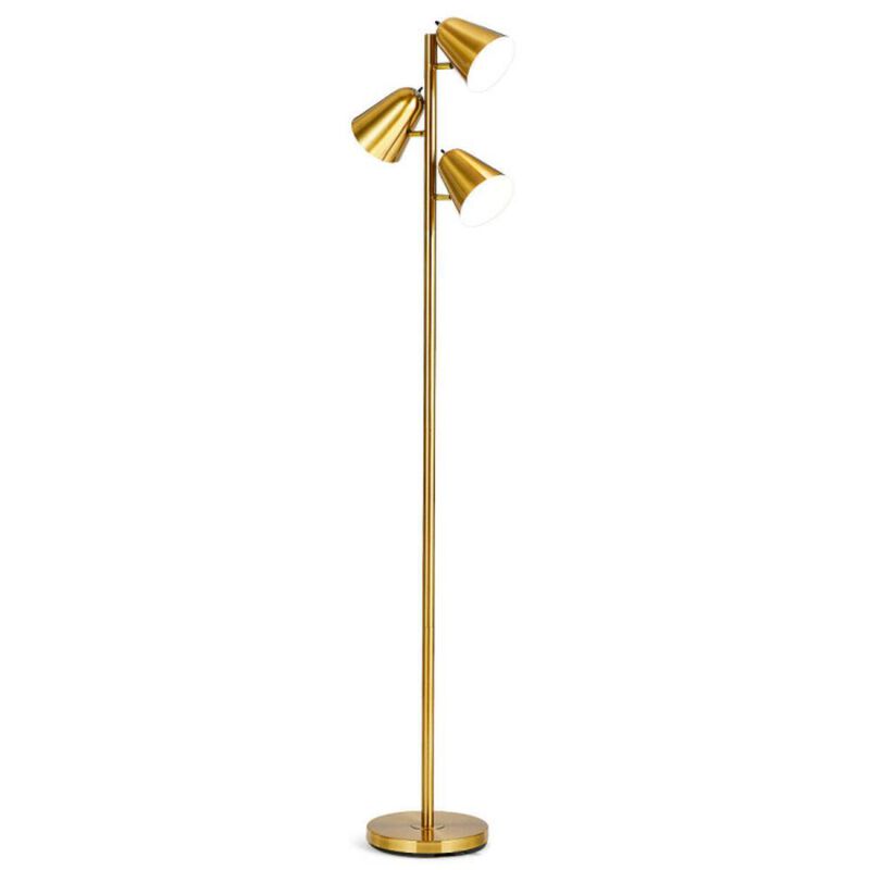 Hivvago 3-Bulb Floor Lamp Standing Tall Tree Lamp with 3 E26 A19 Bulbs and Adjustable Lampshades