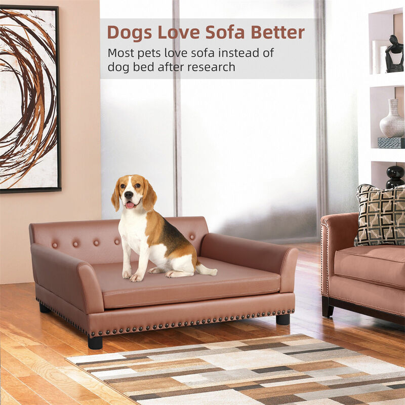 XX-Large Dog Couch Pet Sofa Bed Luxury Anti-wear Leather Dog Cat Snuggle Lounger image number 4