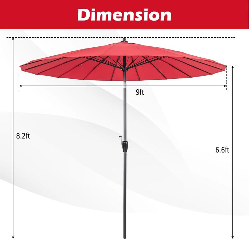 Mondawe 9 Feet Aluminum Market Round Patio Umbrella with 18 Fiberglass Ribs