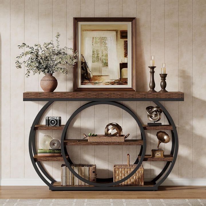 Tribesigns Industrial 5-Tier Wood Console Table with Metal Frame