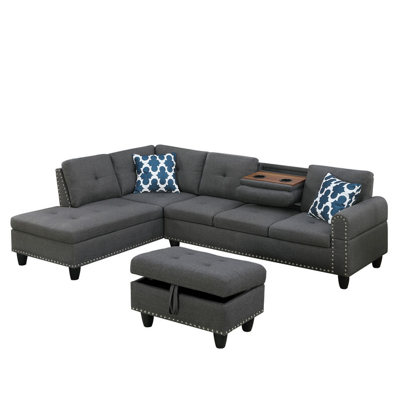Jaxju Linen L-Shaped Sectional Sofa image number 5