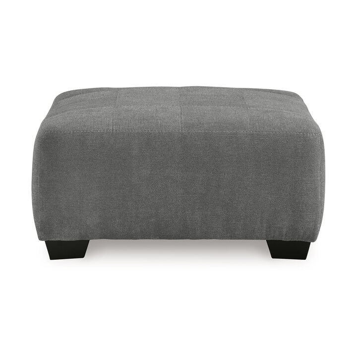 Dili Accent Ottoman, 40 Inch Square, Jumbo Stitched Gray Polyester