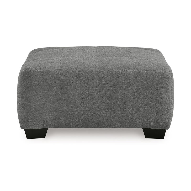 Dili Accent Ottoman, 40 Inch Square, Jumbo Stitched Gray Polyester