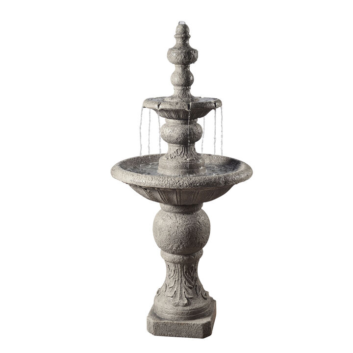 Teamson Home Outdoor Icy Stone 2-Tier Waterfall Fountain, Gray