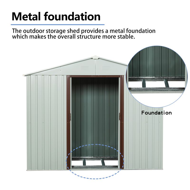 8ft x 4ft Outdoor Metal Storage Shed with metal foundation image number 5