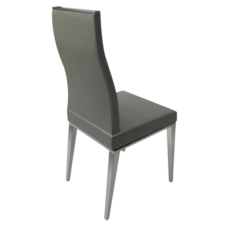Bea 20 Inch Dining Chair, Set of 4, Steel Base, Faux Leather, Light Gray - Benzara