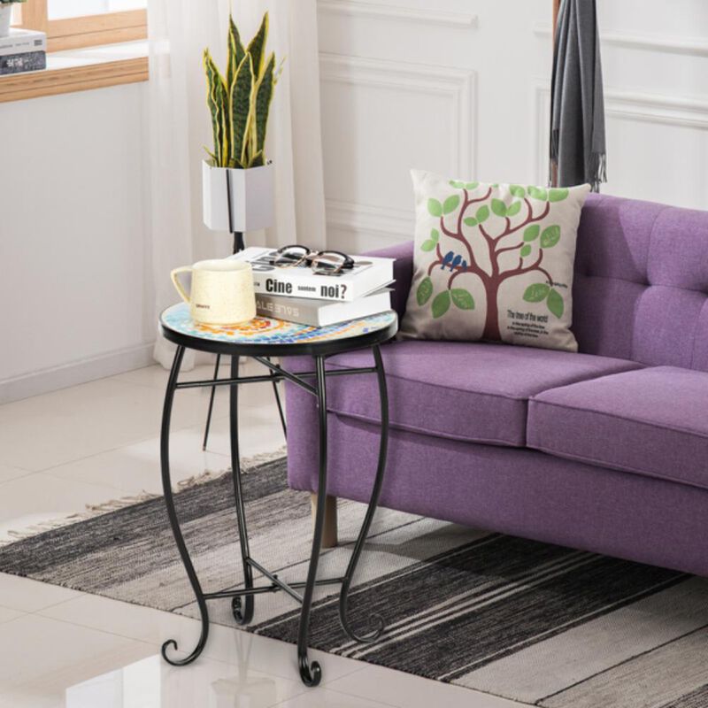 Sun Mosaic Round Bistro Table Artisasset Outdoor Terrace Caf&eacute; Table for Patio & Garden Decor