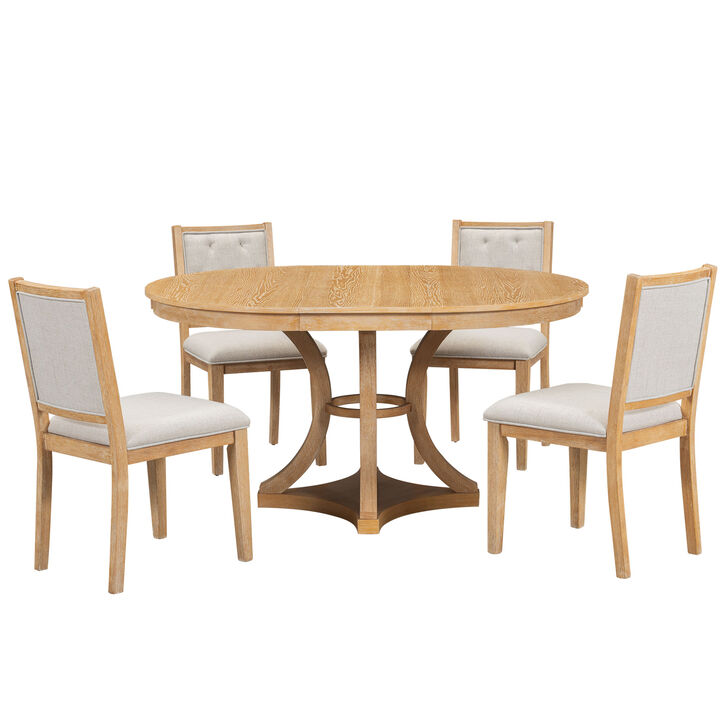 Merax 5-Piece Retro Functional Dining Table Set