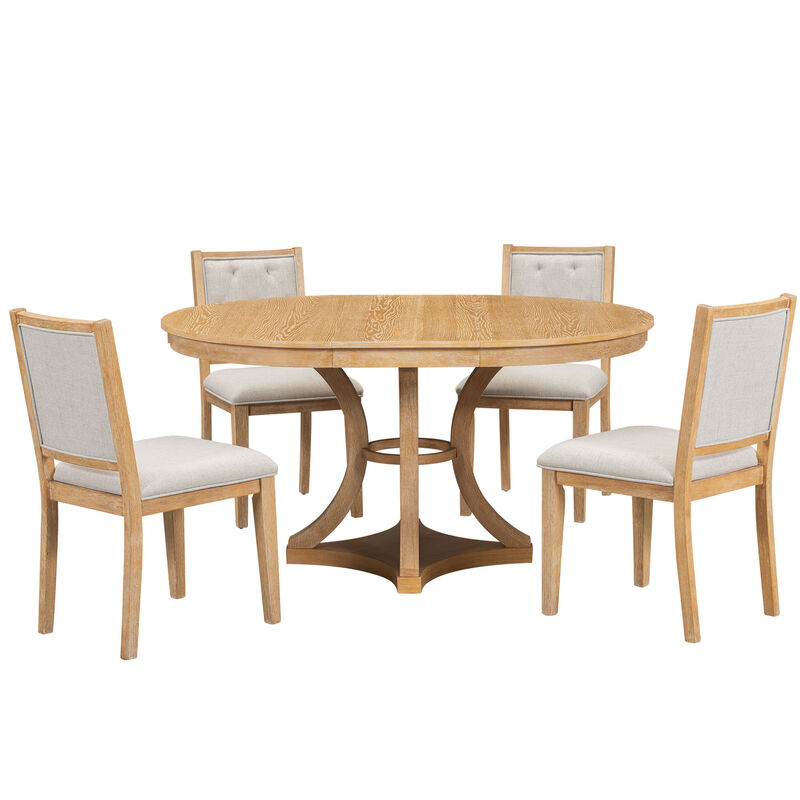 Merax 5-Piece Retro Functional Dining Table Set
